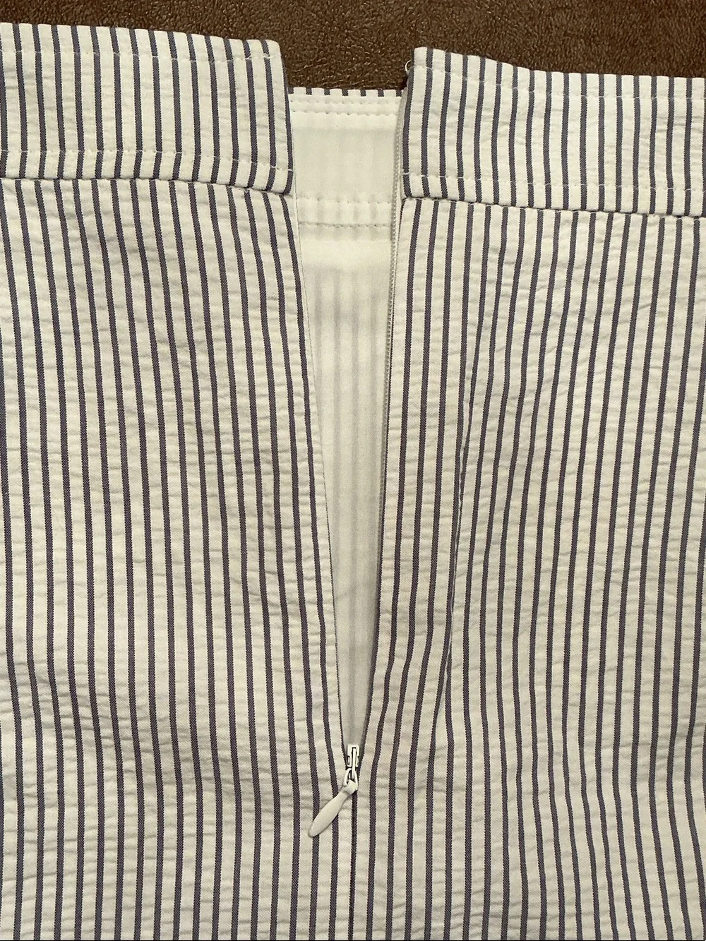 NWT J. Crew Seersucker White and Blue Pinstriped A-line Mini Skirt Sz 4 Cotton